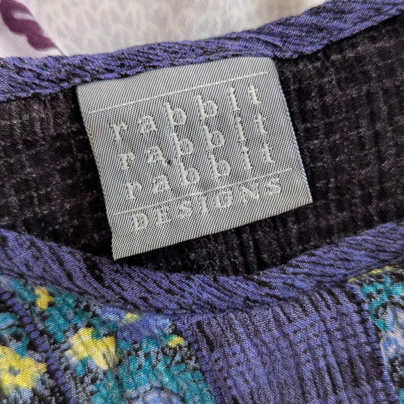 Rabbit Designs Dress Purple Short Sleeve Maxi Layered Round Neck Rayon Sz S - Picture 5 of 10